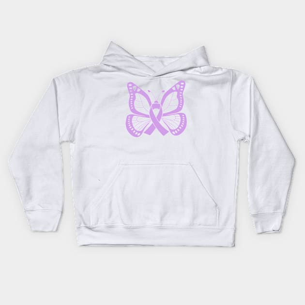 Lavender Butterfly Awareness Ribbon Kids Hoodie by FanaticTee